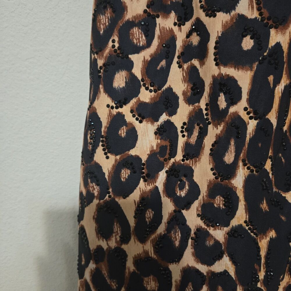 Seni & Cade Mini Dress Women S Leopard Animal Rhinestone HOCO Sequin Bodycon NWT - Picture 4 of 9